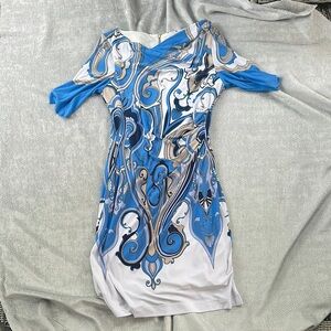 Taylor Blue and White Paisley Dress